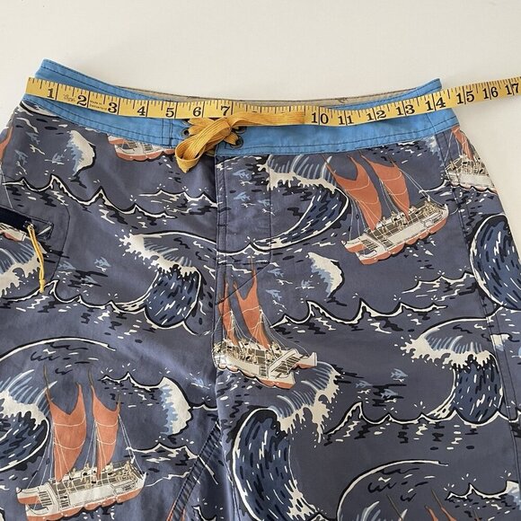 Vintage Patagonia Pataloha Swim Trunks Board Shorts Men 28 Boat Waves Hawaiian - Picture 11 of 15